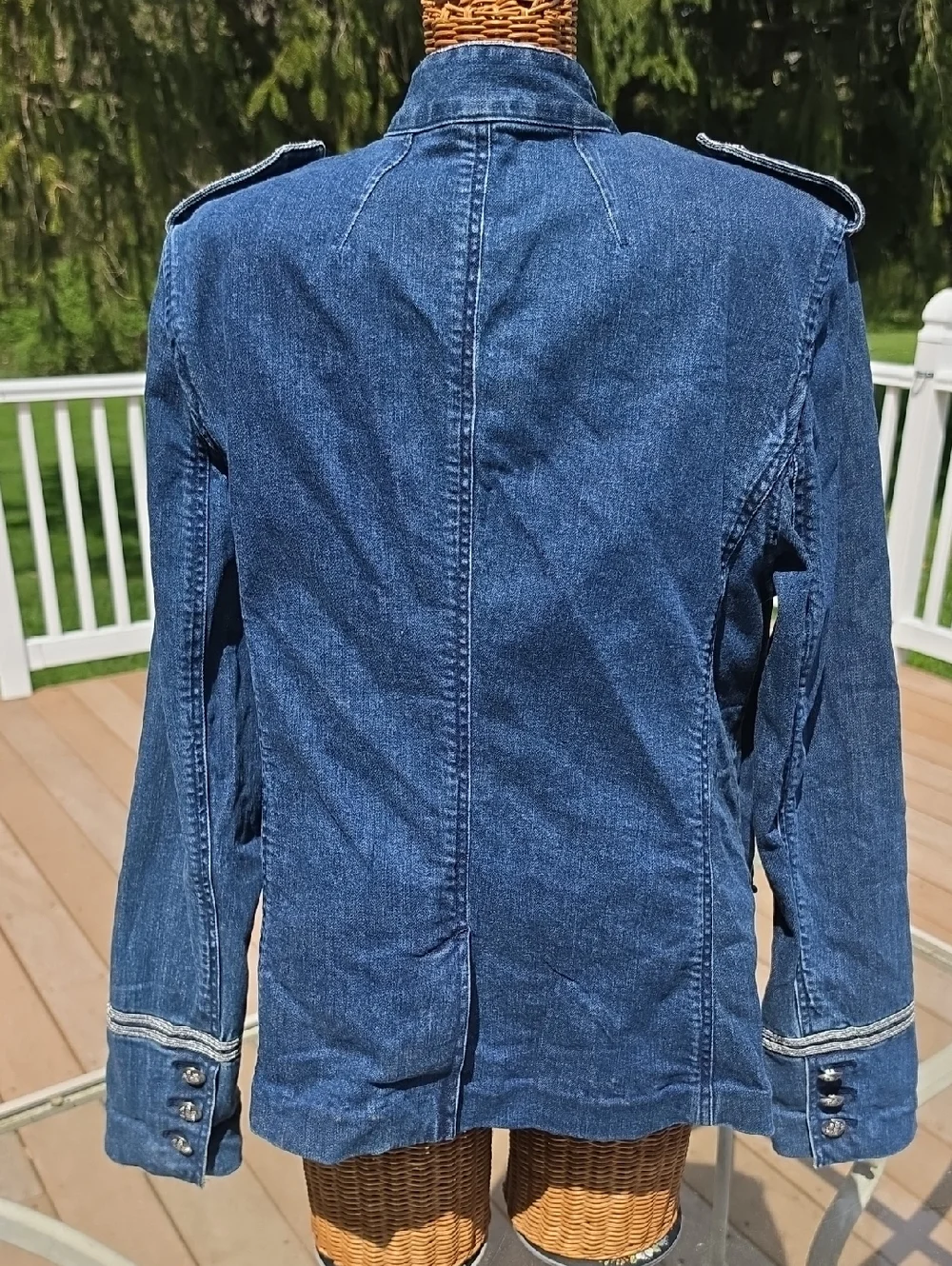 Lauren Ralph Lauren Dark Blue Denim Military-Style Jacket Womens Size 16 - Picture 7 of 9